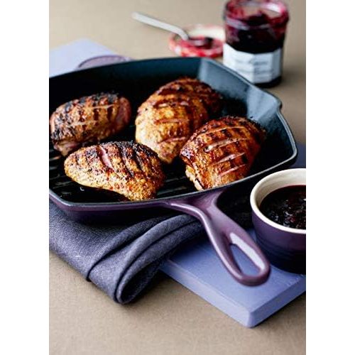 르크루제 Le Creuset Signature Gusseisen-Grillpfanne, Quadratisch, 26 cm, Fuer alle Herdarten inkl. Induktion geeignet, Cassis