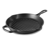 Le Creuset Gusseisen Grillpfanne Signature rund 26 cm, schwarz matt