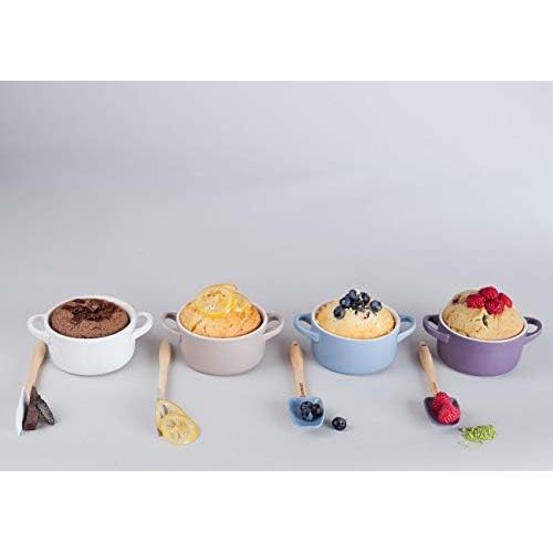 르크루제 Le Creuset Mini-Cocotte/ Brater-Set, 4-teilig, Rund, Je 200 ml, 10 x 5 cm, Steinzeug, Blau/Rosa/Weiss/Violett