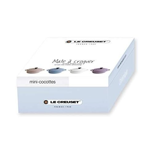 르크루제 Le Creuset Mini-Cocotte/ Brater-Set, 4-teilig, Rund, Je 200 ml, 10 x 5 cm, Steinzeug, Blau/Rosa/Weiss/Violett