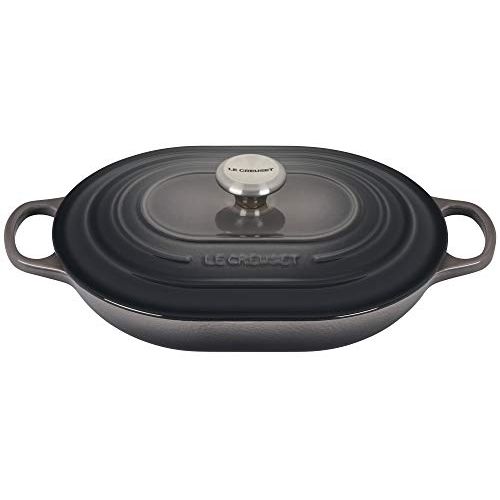 르크루제 Le Creuset LS2512-317FSS Enameled Caset Iron Dutch Oven, 3.75 qt, Oyster