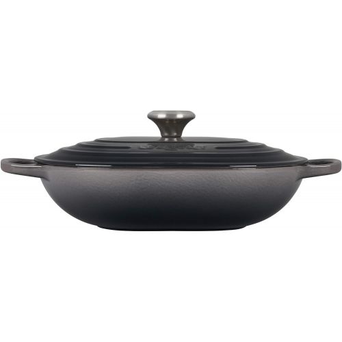 르크루제 Le Creuset LS2512-317FSS Enameled Caset Iron Dutch Oven, 3.75 qt, Oyster