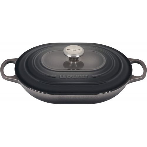 르크루제 Le Creuset LS2512-317FSS Enameled Caset Iron Dutch Oven, 3.75 qt, Oyster