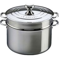 Le Creuset SSP3200-26 Tri-Ply Stainless Steel Stockpot with Lid and Deep Colander Insert, 9-Quart