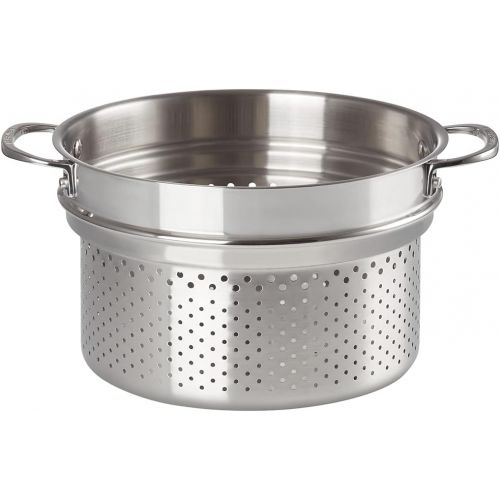 르크루제 Le Creuset SSP3200-26 Tri-Ply Stainless Steel Stockpot with Lid and Deep Colander Insert, 9-Quart