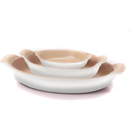 르크루제 Le Creuset Heritage Caribbean Stoneware 3 Piece Nested Au Gratin Baker Dish Set