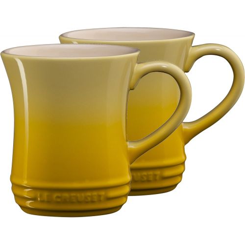 르크루제 Le Creuset Soleil Yellow Stoneware 14 Ounce Tea Mug, Set of 2