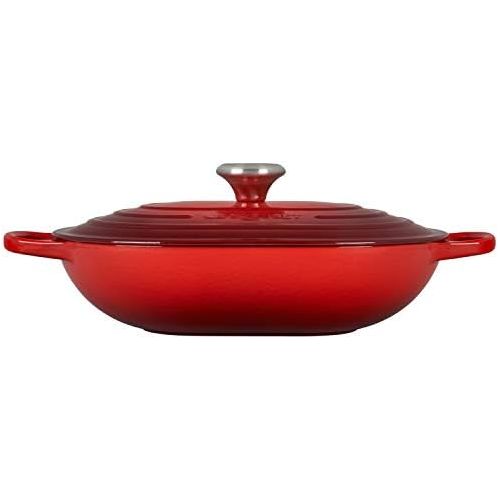 르크루제 Le Creuset LS2512-3167SS Enameled Caset Iron Dutch Oven, 3.75 qt, Cerise