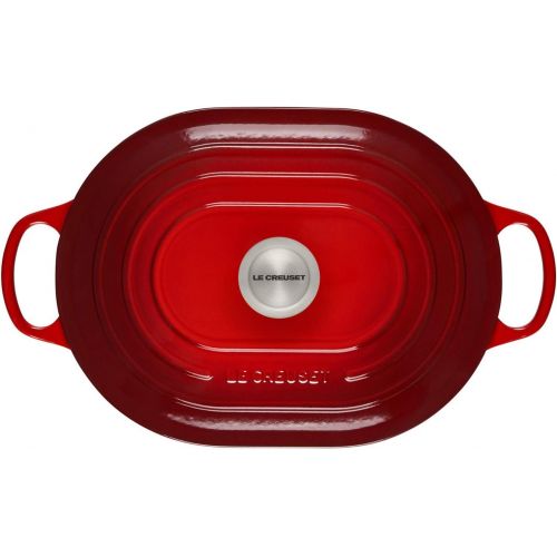 르크루제 Le Creuset LS2512-3167SS Enameled Caset Iron Dutch Oven, 3.75 qt, Cerise