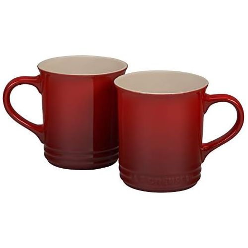 르크루제 Le Creuset of America Stoneware Set of 2 Mugs, 12-Ounce, Cerise (Cherry Red)