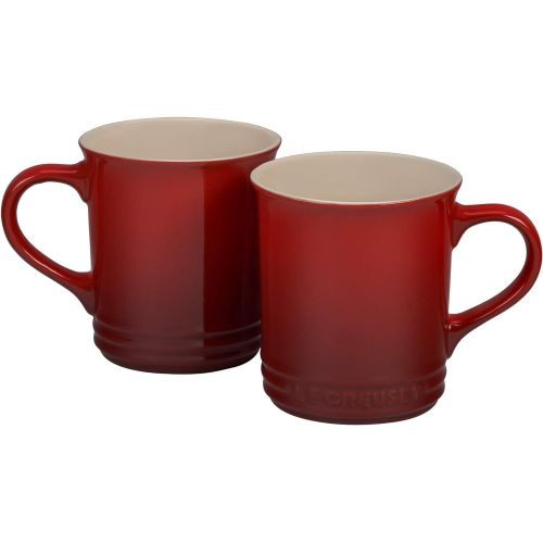 르크루제 Le Creuset of America Stoneware Set of 2 Mugs, 12-Ounce, Cerise (Cherry Red)