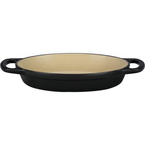 르크루제 Le Creuset LS2088-20ML Enamel Cast Iron Signature Oval Baker, 5/8Qt, Black