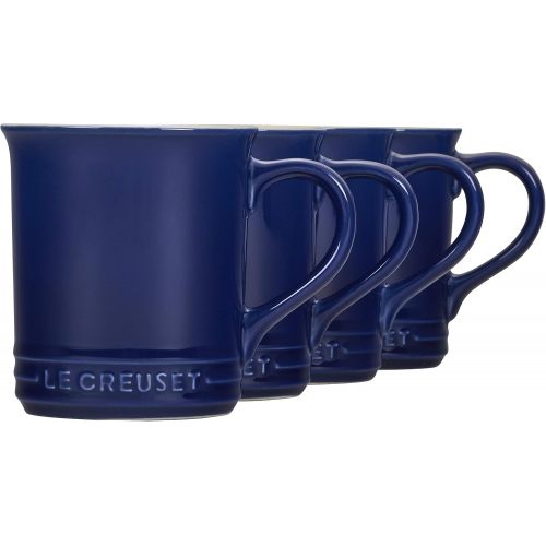 르크루제 Le Creuset PG90433A-0078 Stoneware Mug, Set of 4, 14-Ounce, Indigo