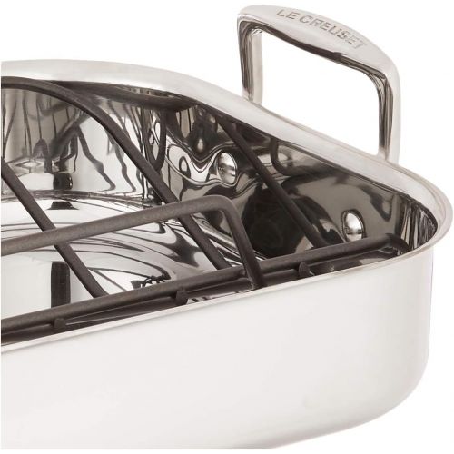 르크루제 Le Creuset SSC8611-35P Stainless Steel Small Roasting Pan With Nonstick Rack, 14 x 10-Inch