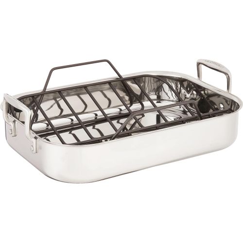 르크루제 Le Creuset SSC8611-35P Stainless Steel Small Roasting Pan With Nonstick Rack, 14 x 10-Inch