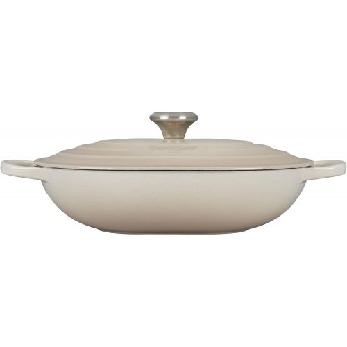 르크루제 Le Creuset LS2512-31716SS Enameled Caset Iron Dutch Oven, 3.75 qt, Meringue