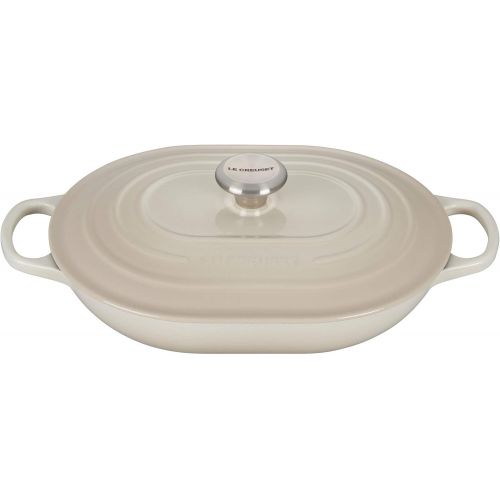 르크루제 Le Creuset LS2512-31716SS Enameled Caset Iron Dutch Oven, 3.75 qt, Meringue