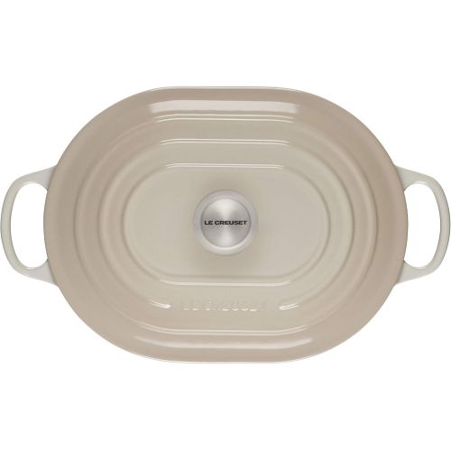 르크루제 Le Creuset LS2512-31716SS Enameled Caset Iron Dutch Oven, 3.75 qt, Meringue