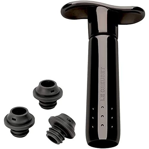 르크루제 Le Creuset Wine Pump and 3 Stoppers, Black Nickel