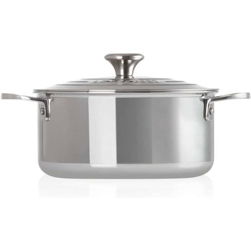 르크루제 Le Creuset SSP3000-24 Tri-Ply Stainless Steel Shallow Casserole with Lid, 5.5-Quart