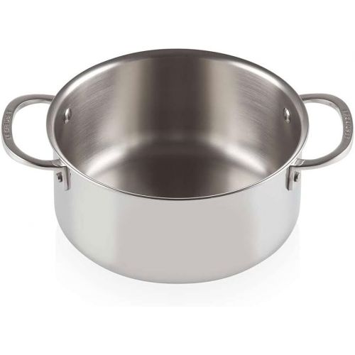 르크루제 Le Creuset SSP3000-24 Tri-Ply Stainless Steel Shallow Casserole with Lid, 5.5-Quart