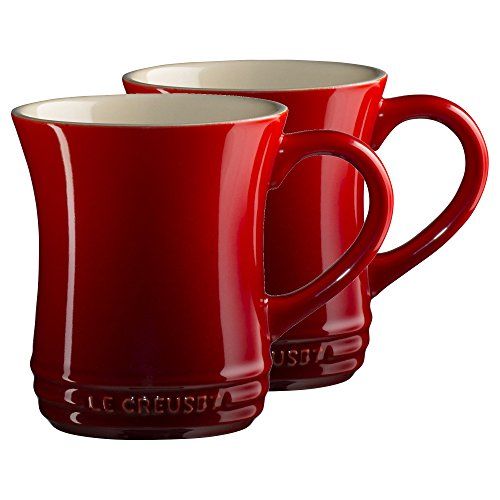 르크루제 Le Creuset Cerise Cherry Stoneware 14 Ounce Tea Mug, Set of 2