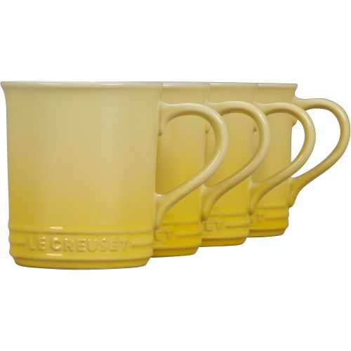 르크루제 Le Creuset PG90433A-001M Stoneware Mug, Set of 4, 14-Ounce, Soleil