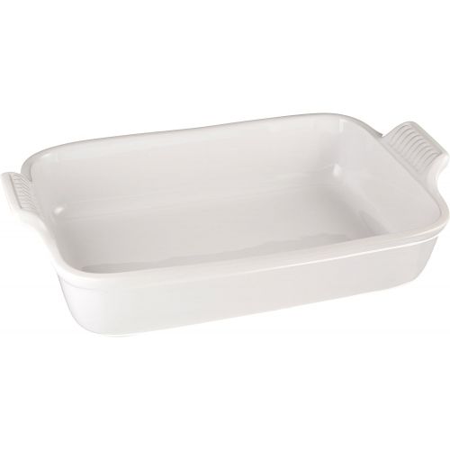 르크루제 Le Creuset PG0700-3216 Heritage Stoneware Rectangular Dish, 12-by-9-Inch, White