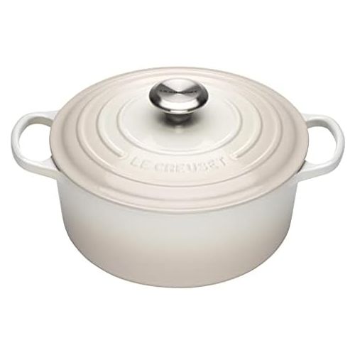 르크루제 Le Creuset LS2501-24716SS Signature Round Dutch Oven, 4.5 QT, Meringue