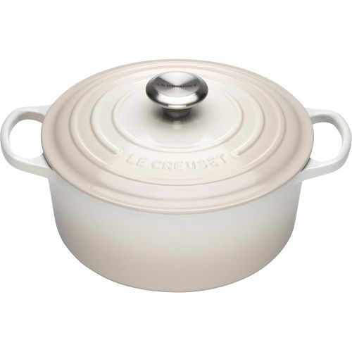 르크루제 Le Creuset LS2501-24716SS Signature Round Dutch Oven, 4.5 QT, Meringue