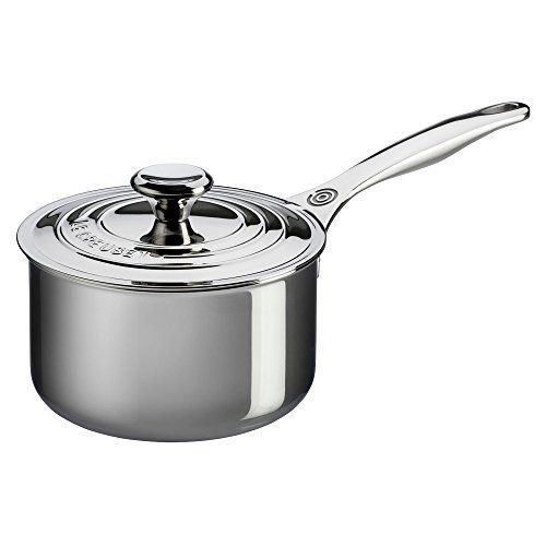 르크루제 Le Creuset SSP1100-16 Tri-Ply Stainless Steel Saucepan with Lid, 2-Quart