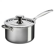 Le Creuset SSP1100-20 Tri-Ply Stainless Steel Saucepan with Lid and Helper Handle, 4-Quart