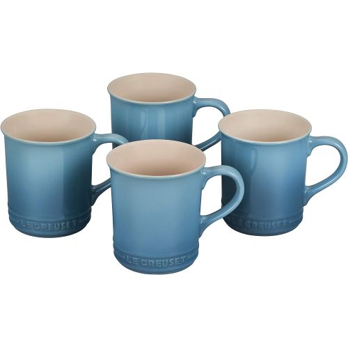 르크루제 Le Creuset PG90433A-0017 Stoneware Mug, Set of 4, 14-Ounce, Caribbean