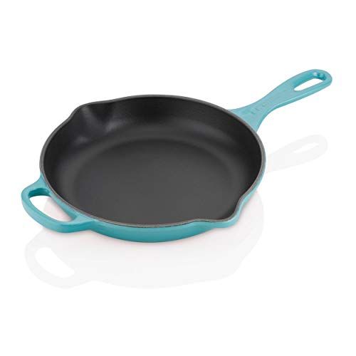 르크루제 Le Creuset LS2024-2317 Enameled Cast Signature Iron Handle Skillet, 9, Caribbean