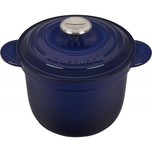 르크루제 Le Creuset LS4101S-1878SS Enameled Cast Iron Rice Pot with Stoneware Insert, 2.25-Quart, Indigo