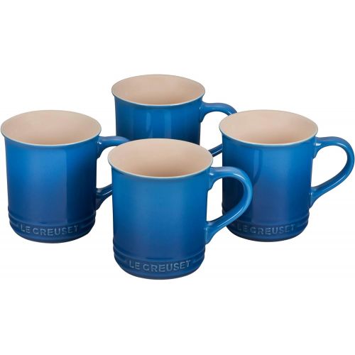 르크루제 Le Creuset PG90433A-0059 Stoneware Mug, Set of 4, 14-Ounce, Marseille