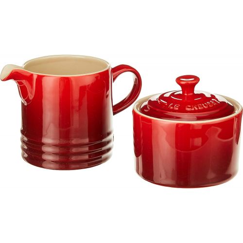 르크루제 Le Creuset PG8005-1067 Stoneware Cream and Sugar Set, 2-Piece, Cerise