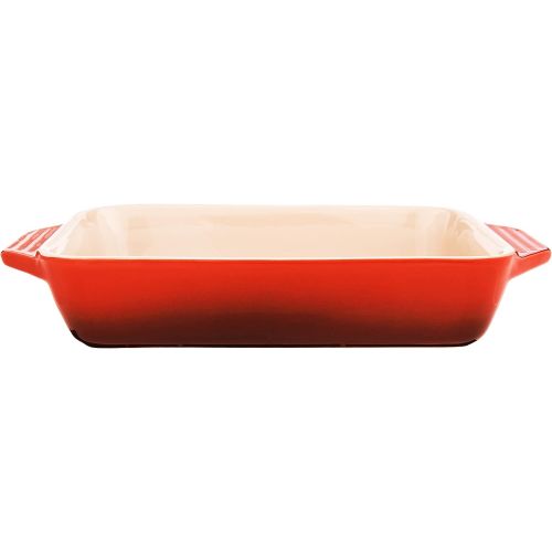 르크루제 Le Creuset PG1047S-2667 Stoneware Rectangular Dish, 10.5 by 7-Inch, Cerise (Cherry Red)