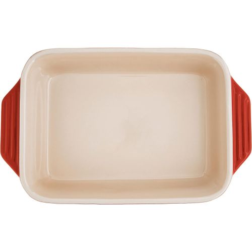 르크루제 Le Creuset PG1047S-2667 Stoneware Rectangular Dish, 10.5 by 7-Inch, Cerise (Cherry Red)