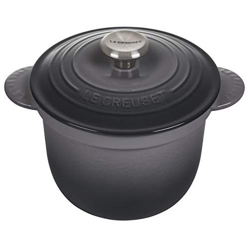 르크루제 Le Creuset LS4101S-187FSS Enameled Cast Iron Rice Pot with Stoneware Insert, 2.25-Quart, Oyster