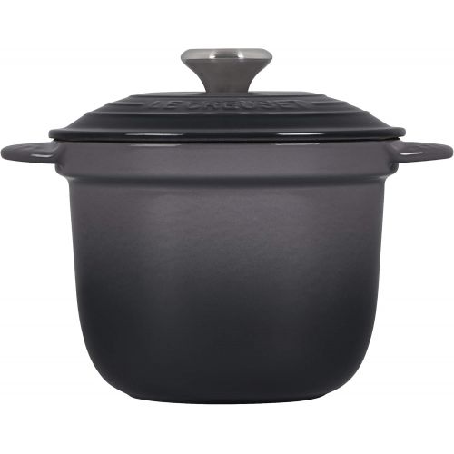 르크루제 Le Creuset LS4101S-187FSS Enameled Cast Iron Rice Pot with Stoneware Insert, 2.25-Quart, Oyster