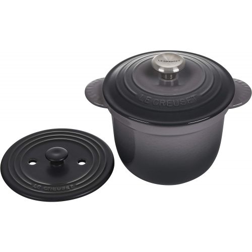 르크루제 Le Creuset LS4101S-187FSS Enameled Cast Iron Rice Pot with Stoneware Insert, 2.25-Quart, Oyster