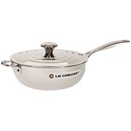 Le Creuset SSP6100-24 Tri-Ply Stainless Steel Saucier Pan with Lid and Helper Handle, 3.5-Quart