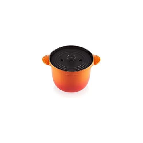 르크루제 Le Creuset LS4101S-182SS Enameled Cast Iron Rice Pot with Stoneware Insert, 2.25-Quart, Flame