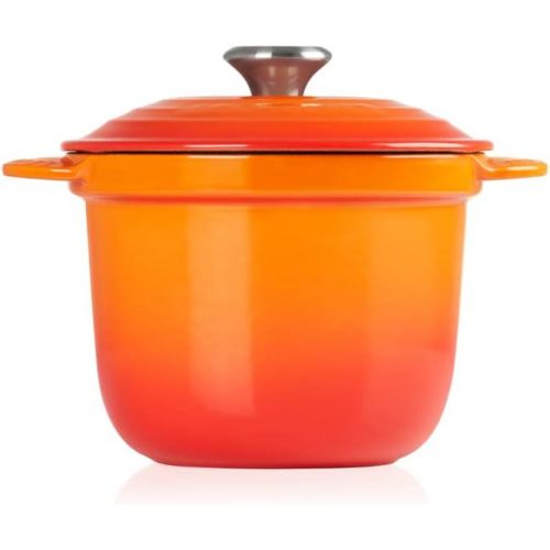 르크루제 Le Creuset LS4101S-182SS Enameled Cast Iron Rice Pot with Stoneware Insert, 2.25-Quart, Flame