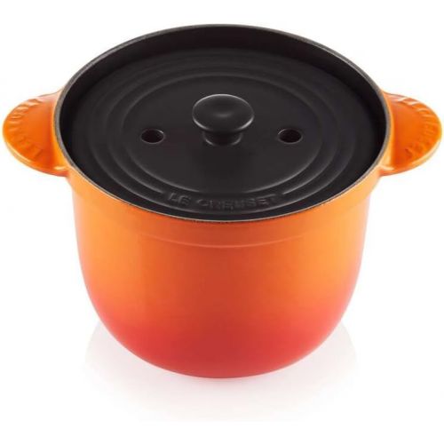 르크루제 Le Creuset LS4101S-182SS Enameled Cast Iron Rice Pot with Stoneware Insert, 2.25-Quart, Flame