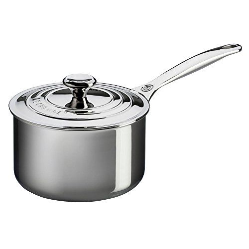 르크루제 Le Creuset SSP1100-18 Tri-Ply Stainless Steel Saucepan with Lid, 3-Quart