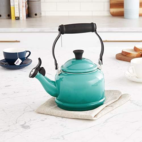 르크루제 Le Creuset Q9401-17 Enamel-on-Steel Demi Teakettle, 1-1/4-Quart, Caribbean