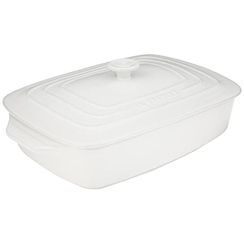 르크루제 Le Creuset PG1148S3A-3216 Stoneware Covered Rectangular Casserole, 12.5 by 8.5-Inch, White