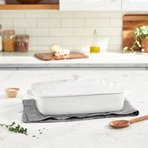 르크루제 Le Creuset PG1148S3A-3216 Stoneware Covered Rectangular Casserole, 12.5 by 8.5-Inch, White